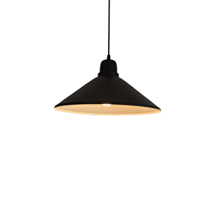 Retro Metal Sarkıt Avize Siyah Içi Beyaz 38 Cm