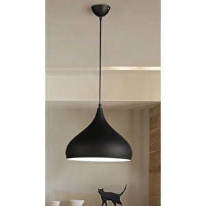Retro Metal Dekoratif Siyah Tekli Sarkıt Avize Çap:43 Cm