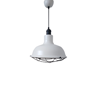 Rys Retro Metal Dekoratif Beyaz İçi Beyaz Siyah Duylu Kafesli Tekli Sarkıt Avize Çap:30 Cm