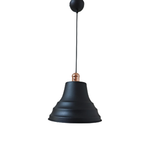 Dylight Retro Metal Bakır Duylu Siyah Içi Siyah Tekli Sarkıt Avize Çap.27 Cm