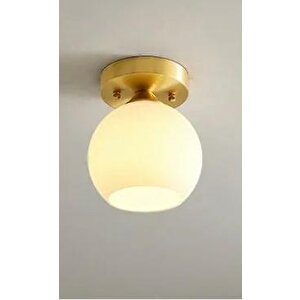 Rustik Dekoratif Metal Modern Eskitme Opal Beyaz Camlı Tekli  Avize