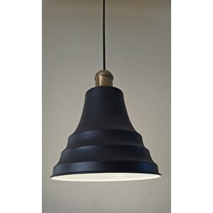 Dylight Retro Metal Siyah Eskitme  Duylu Dekoratif Rustik Tekli Sarkıt Avize Çap:27 Cm