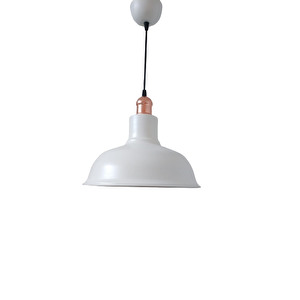 Rys Retro Metal Dekoratif Beyaz İçi Beyaz Bakır Duylu Tekli Sarkıt Avize Çap:30 Cm