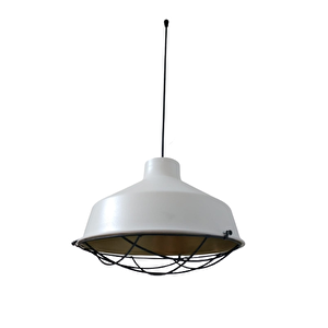 Retro Metal Dekoratif Beyaz İçi Gold Kafesli Tekli Sarkıt Avize Çap:30 Cm