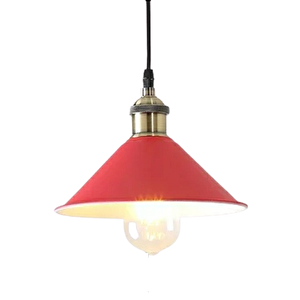 Rys Retro Metal Kırmızı Tekli Sarkıt Kafe Mutfak Aydınlatma Çap.30 Cm