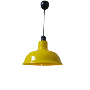 Rys Retro Metal Sarı Siyah Duylu Tekli Dekoratif Kafe Mutfak Aydınlatma Avize Çap:30 Cm