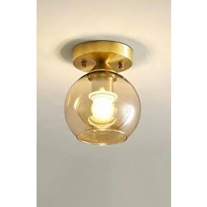 Rustik Dekoratif Metal Modern Eskitme Opal Bal Camlı Tekli  Avize