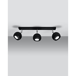 Retro Siyah 180 Derece Hareketli Modern Spor 3 Lü Led Spot Avize Günışığı Ampullü