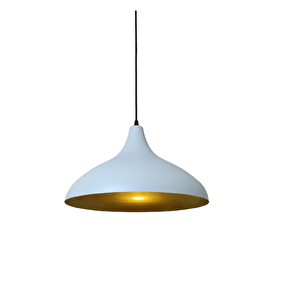Dylight Retro Metal Dekoratif Rustik Kafe Mutfak Aydınlatma Beyaz Içi Gold Sarkıt Avize Çap:35 Cm