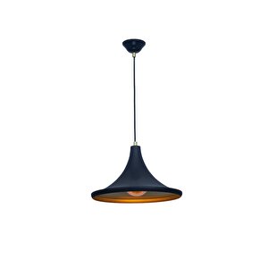 Dylight Retro Metal Dekotatif Siyah İçi Gold Dekoratif Tekli Saklıt Avize Çap:36 Cm
