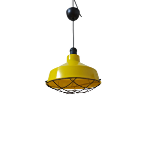 Dylight Retro Metal Sarı Kafesli Dekoratif Tekli Kafe Mutfak Aydınlatma Avize Çap:30 Cm