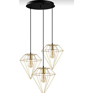 Modern Gold 3 Lü Rustik Retro Metal Prizma Dekoratif Sarkıt Avize
