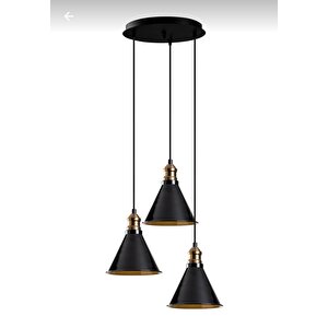 Dylight Retro Metal 3 Lü Dekoratif Rustik Sarkıt Avize Çap 30 Cm