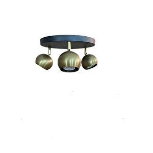 Metal Modern 3 Lü Eskitme Kaplama Siyah Led Spot 180 Derece Hareketli Avize Beyaz Ampullü