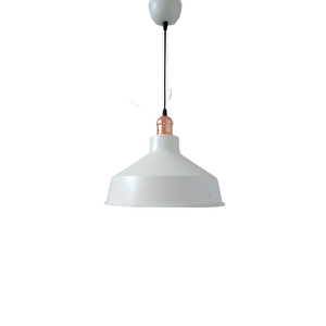 Rys Retro Metal Dekoratif Beyaz İçi Beyaz Bakır Duylu Tekli Sarkıt Avize Çap:30 Cm