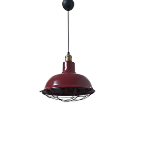 Rys Retro Metal Bordo Eskitme Duylu Dekoratif Kafesli Tekli Sarkıt Kafe Mutfak Aydınlatma Çap:30 Cm