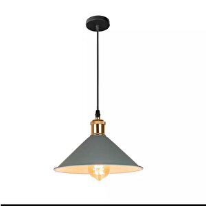 Rys Retro Metal Gri Tekli Sarkıt Kafe Mutfak Aydınlatma Çap.30 Cm
