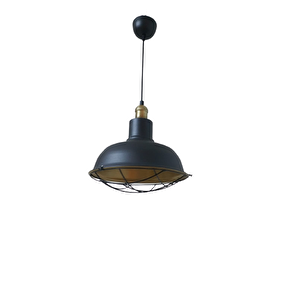 Retro Metal Siyah Dekoratif Eskitme Duylu Kafesli Siyah İçi Gold Kafe Mutfak Avize Çap:30 Cm