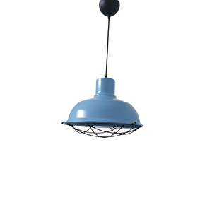 Retro Metal Mavi Dekoratif Tekli Kafesli Kafe Mutfak Sarkıt Avize Çap:30 Cm