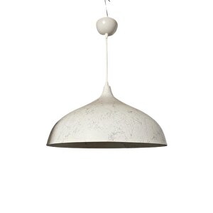 Retro Beyaz Mermer Desenli Dekoratif Tekli Rustik Metal Sarkıt Avize 43 Cm