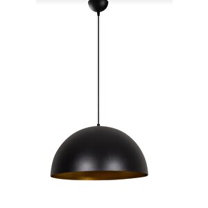 Dylight Retro Metal Dekotatif Siyah İçi Gold Dekoratif Tekli Saklıt Avize Çap:30 Cm