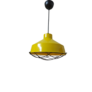 Dylight Retro Metal Sarı Kafesli Dekoratif Tekli Kafe Mutfak Aydınlatma Avize Çap:30 Cm