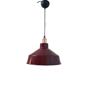 Rys Retro Metal Bordo Bakır Duylu Dekoratif Ruktik Tekli Sarkıt Kafe Mutfak Aydınlatma Çap:30 Cm