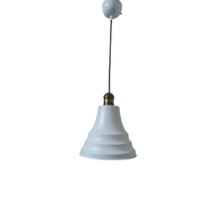 Rys Retro Metal Eskitme Duylu Beyaz Içi Beyaz Tekli Sarkıt Avize Çap.27 Cm
