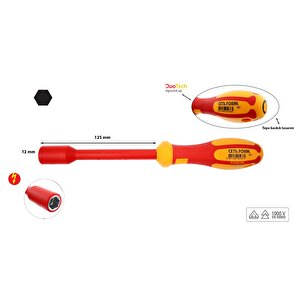 12 Mm 1000 Volt Vde İzoleli Düz Tornavida G07-120-125