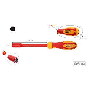 9 Mm 1000 Volt Vde İzoleli Düz Tornavida G07-090-125