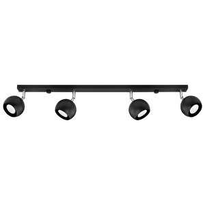 Retro Siyah 180 Derece Hareketli Modern Spor 4 Lü Led Spot Avize Günışığı Ampullü