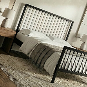 Breeze Çift Kişilik Metal Karyola (siyah-gri)