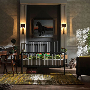 Breeze Çift Kişilik Metal Karyola (siyah-gri)
