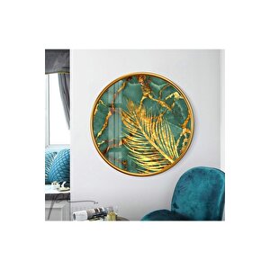 Mermer Desen Yuvarlak Cam Tablo 50x50 cm