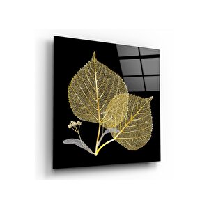 Gold Yaprak Cam Tablo 50x50 cm