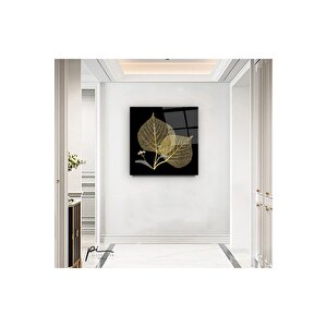 Gold Yaprak Cam Tablo 50x50 cm