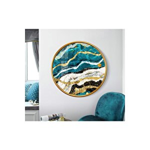 Mermer Desen Yuvarlak Cam Tablo 30x30 cm