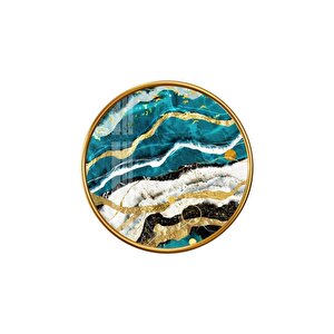 Mermer Desen Yuvarlak Cam Tablo 30x30 cm
