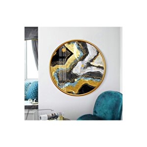 Mermer Desen Yuvarlak Cam Tablo 50x50 cm