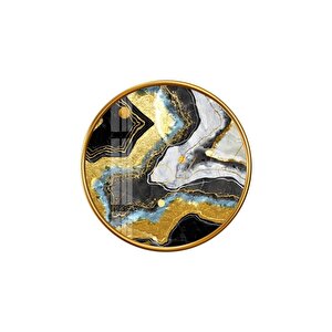 Mermer Desen Yuvarlak Cam Tablo 50x50 cm