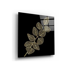 Gold Yaprak Cam Tablo 50x50 cm