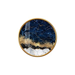 Mermer Desen Yuvarlak Cam Tablo 50x50 cm