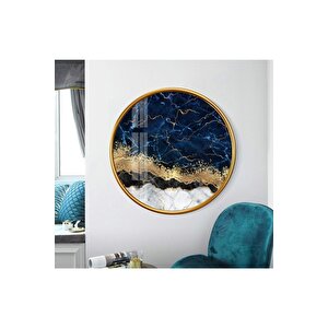 Mermer Desen Yuvarlak Cam Tablo 60x60 cm