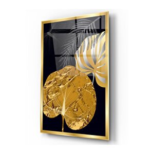 Gold Yaprak Cam Tablo 50x70 cm