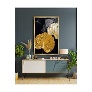 Gold Yaprak Cam Tablo 50x70 cm