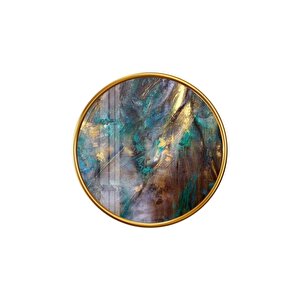 Soyut Desen Yuvarlak Cam Tablo 50x50 cm