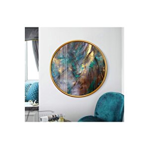 Soyut Desen Yuvarlak Cam Tablo 30x30 cm