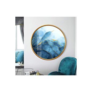 Soyut Desen Yuvarlak Cam Tablo 50x50 cm