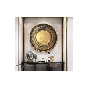 Gold Desen Yuvarlak Cam Tablo 30x30 cm