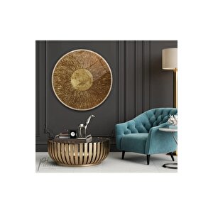 Gold Desen Yuvarlak Cam Tablo 30x30 cm